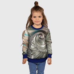 Свитшот детский Fractal pattern Spiral Серебристый фрактал спираль, цвет: 3D-синий — фото 2