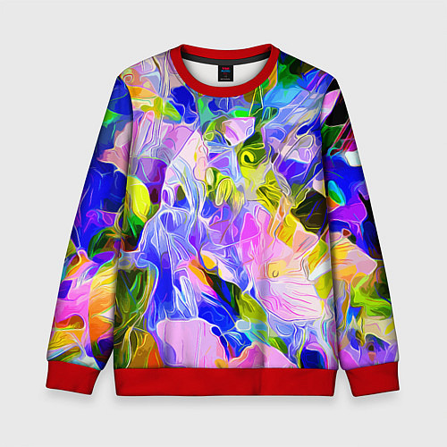 Детский свитшот Красочный цветочный узор Весна - Лето 2023 Colorfu / 3D-Красный – фото 1