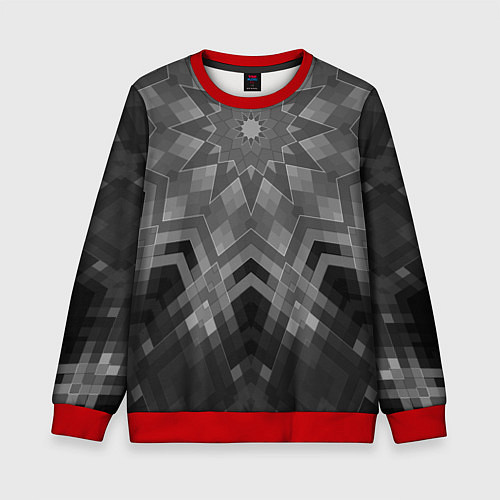 Детский свитшот Серый геометрический орнамент-калейдоскоп / 3D-Красный – фото 1
