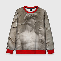 Свитшот детский Микеланджело Буонарроти Давид Пост-арт Michelangel, цвет: 3D-красный