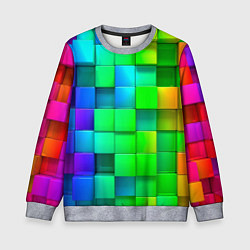 Свитшот детский РАЗНОЦВЕТНЫЕ КУБИКИ MULTICOLORED CUBES, цвет: 3D-меланж