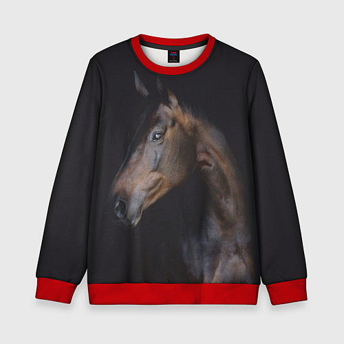 Детский свитшот Лошадь Благородство / 3D-Красный – фото 1