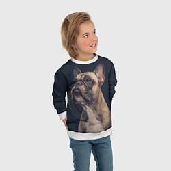 Свитшот детский Голова французского бульдога, цвет: 3D-белый — фото 2