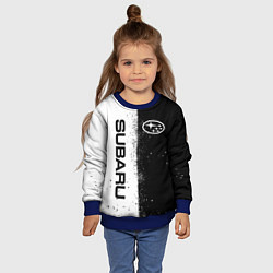 Свитшот детский СУБАРУ - SUBARU ЧЕРНО БЕЛЫЕ БРЫЗГИ КРАСКА, цвет: 3D-синий — фото 2