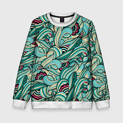 Свитшот детский ПЕРЕПЛЕТЕНИЕ ЛИСТВЫ, цвет: 3D-белый