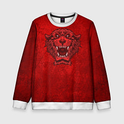 Свитшот детский Красный тигр, цвет: 3D-белый