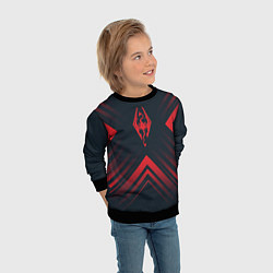 Свитшот детский Красный Символ Skyrim на темном фоне со стрелками, цвет: 3D-черный — фото 2