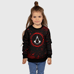 Свитшот детский Символ Assassins Creed и краска вокруг на темном ф, цвет: 3D-черный — фото 2
