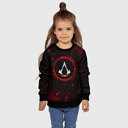 Свитшот детский Символ Assassins Creed и краска вокруг на темном ф, цвет: 3D-черный — фото 2