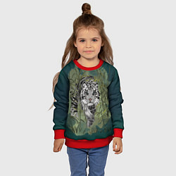 Свитшот детский Крадущийся белый тигр символ гола, цвет: 3D-красный — фото 2