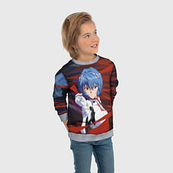 Свитшот детский Рей Аянами из Евангелион, цвет: 3D-меланж — фото 2
