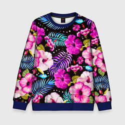 Свитшот детский Floral pattern Summer night Fashion trend, цвет: 3D-синий