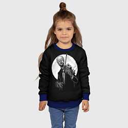 Свитшот детский Скелет скрипач под полной луной, цвет: 3D-синий — фото 2
