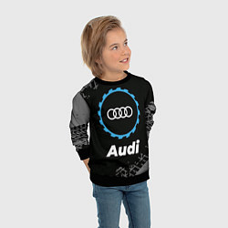 Свитшот детский Audi в стиле Top Gear со следами шин на фоне, цвет: 3D-черный — фото 2
