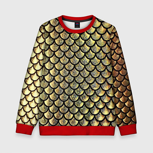 Детский свитшот Чешуя золотая / 3D-Красный – фото 1