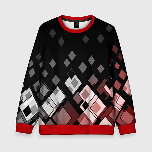 Детский свитшот Geometric pattern черно-коричневый узор Ромбы / 3D-Красный – фото 1
