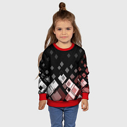 Свитшот детский Geometric pattern черно-коричневый узор Ромбы, цвет: 3D-красный — фото 2