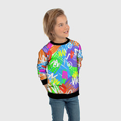Свитшот детский Яркий геометрический принт на белом фоне, цвет: 3D-черный — фото 2