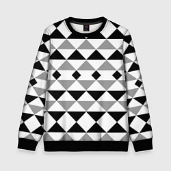 Свитшот детский Черно-белый геометрический узор треугольники, цвет: 3D-черный