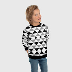 Свитшот детский Черно-белый геометрический узор треугольники, цвет: 3D-черный — фото 2