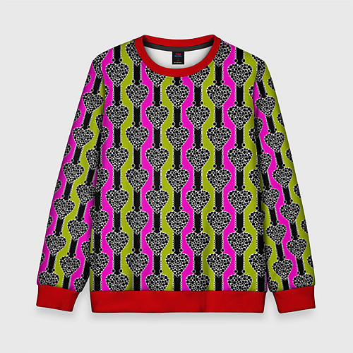 Детский свитшот Striped multicolored pattern Сердце / 3D-Красный – фото 1