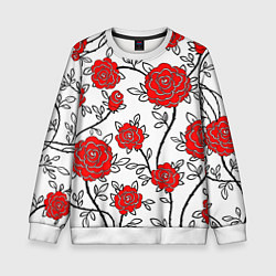 Свитшот детский BEAUTIFUL RED ROSES, цвет: 3D-белый
