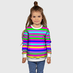 Свитшот детский Multicolored neon bright stripes, цвет: 3D-белый — фото 2