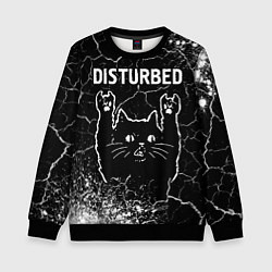 Свитшот детский Группа Disturbed и Рок Кот, цвет: 3D-черный