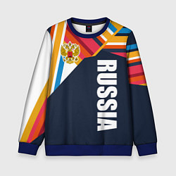 Свитшот детский RUSSIA - RETRO COLORS, цвет: 3D-синий