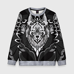 Свитшот детский Черно-белый волк, цвет: 3D-меланж