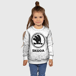 Свитшот детский Skoda с потертостями на светлом фоне, цвет: 3D-белый — фото 2