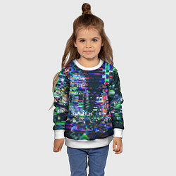 Свитшот детский Ночной город - glitch, цвет: 3D-белый — фото 2