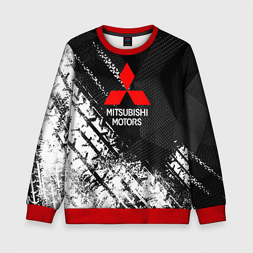 Детский свитшот Mitsubishi - След протектора / 3D-Красный – фото 1