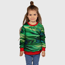 Свитшот детский Абстрактный узор в зеленых тонах, цвет: 3D-красный — фото 2