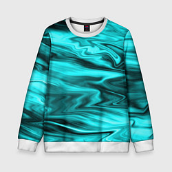 Детский свитшот Неоновый бирюзовый мраморный узор