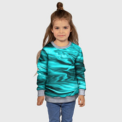 Свитшот детский Неоновый бирюзовый мраморный узор, цвет: 3D-меланж — фото 2