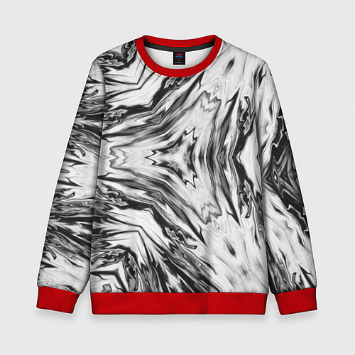 Детский свитшот Черно-белый абстрактный узор Трио / 3D-Красный – фото 1