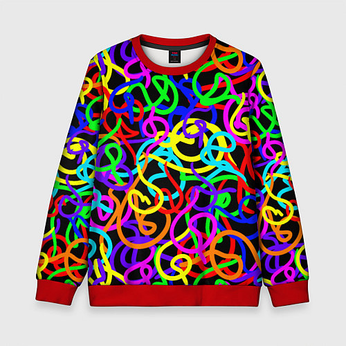 Детский свитшот Неоновый беспорядок / 3D-Красный – фото 1