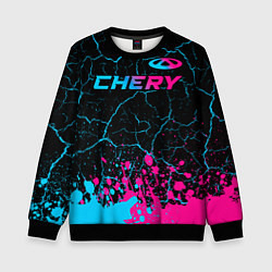 Свитшот детский Chery - neon gradient: символ сверху, цвет: 3D-черный