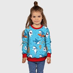 Свитшот детский Прикольные акулята - паттерн, цвет: 3D-красный — фото 2