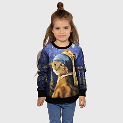 Свитшот детский Прикол с котом: пародия картина, цвет: 3D-черный — фото 2