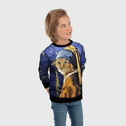 Свитшот детский Прикол с котом: пародия картина, цвет: 3D-черный — фото 2