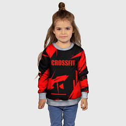 Свитшот детский Кроссфит - красная абстракция, цвет: 3D-меланж — фото 2