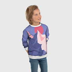 Свитшот детский Пейзаж гор и леса в стиле ретро, цвет: 3D-белый — фото 2