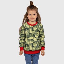 Свитшот детский Кошачий камуфляж в зеленой гамме, цвет: 3D-красный — фото 2