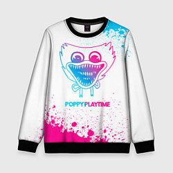 Свитшот детский Poppy Playtime neon gradient style, цвет: 3D-черный