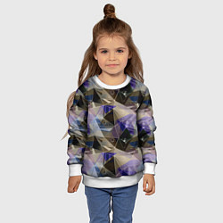 Свитшот детский Полигональный абстрактный: бежевый, коричневый, си, цвет: 3D-белый — фото 2