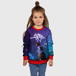 Свитшот детский Stray кот неон, цвет: 3D-красный — фото 2