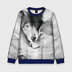 Свитшот детский Love: Волк и волчица, цвет: 3D-синий