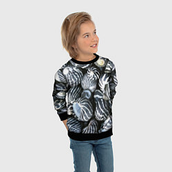Свитшот детский Паттерн из океанских ракушек, цвет: 3D-черный — фото 2